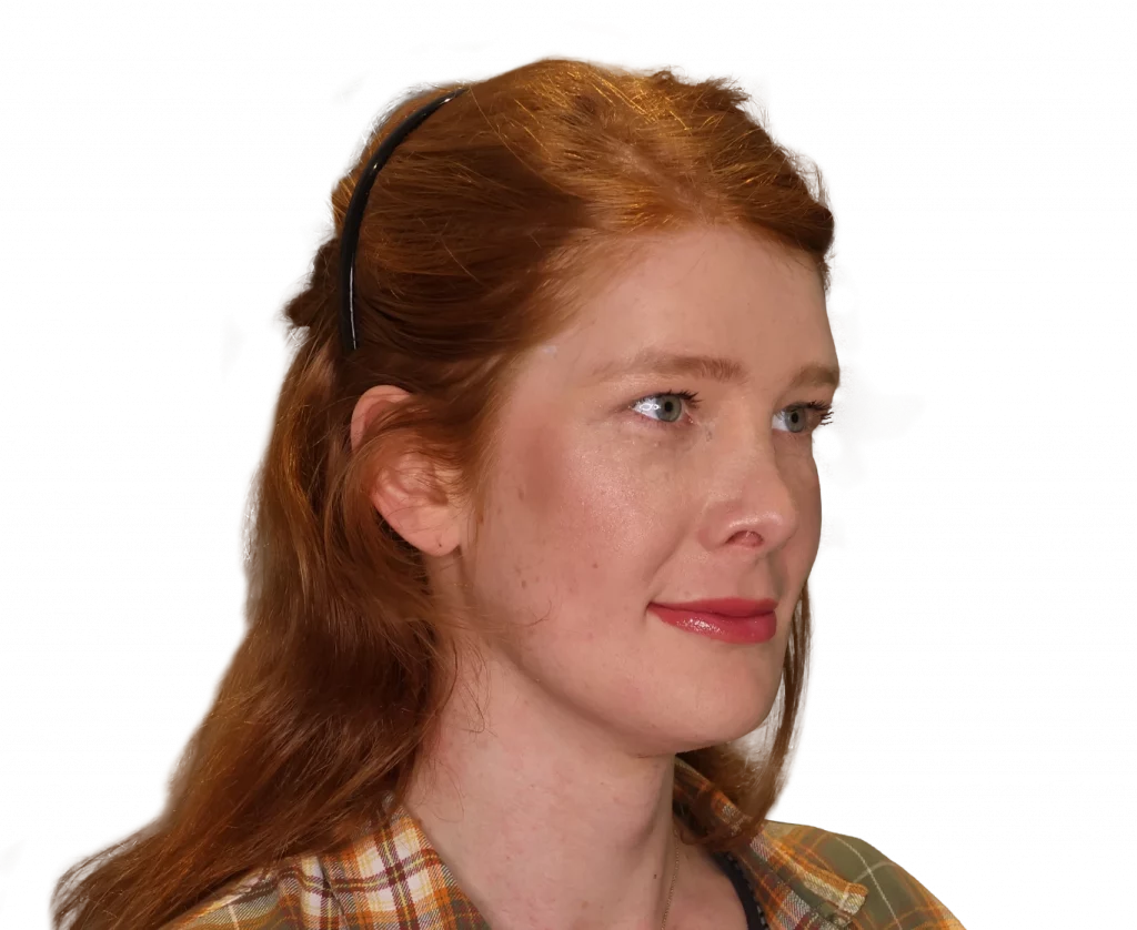 Rechtwinkliges Profilfoto von Luna L. nach der Operation.